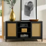 Better Homes & Gardens Springwood Cane TV Stand for TV's up to 65", Charcoal Finish | Walmart (US)