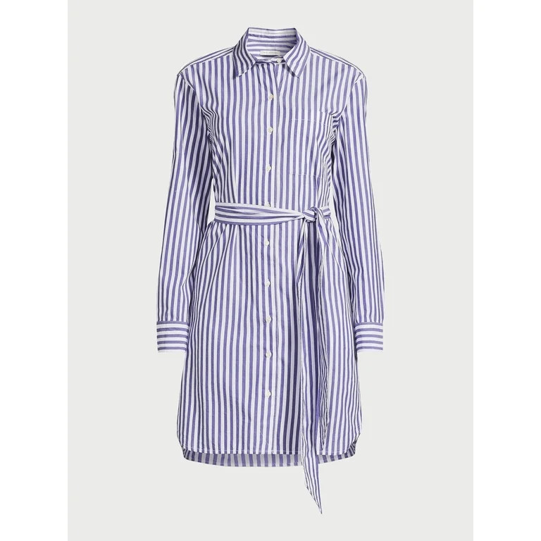 Free Assembly Women’s Cotton Belted Shirtdress with Long Sleeves, Sizes XS-XXL | Walmart (US)
