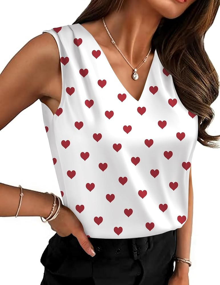 Zeagoo Women's Silk Satin Camisole Tank Tops V Neck Pleated Dressy Casual Sleeveless Blouses Summ... | Amazon (US)