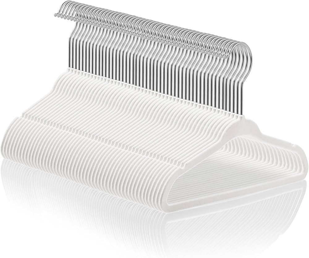 Casafield 50 Velvet Baby Hangers - 11" Size for Infant & Toddler Clothes - Ivory | Amazon (US)
