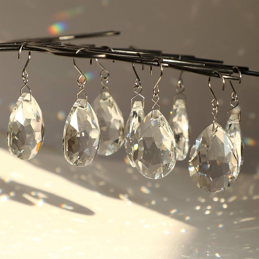 10pcs 38mm Crystal Suncatcher, Hanging Clear Teardrops Crystals Chandelier Parts Prisms Pendants ... | Amazon (US)