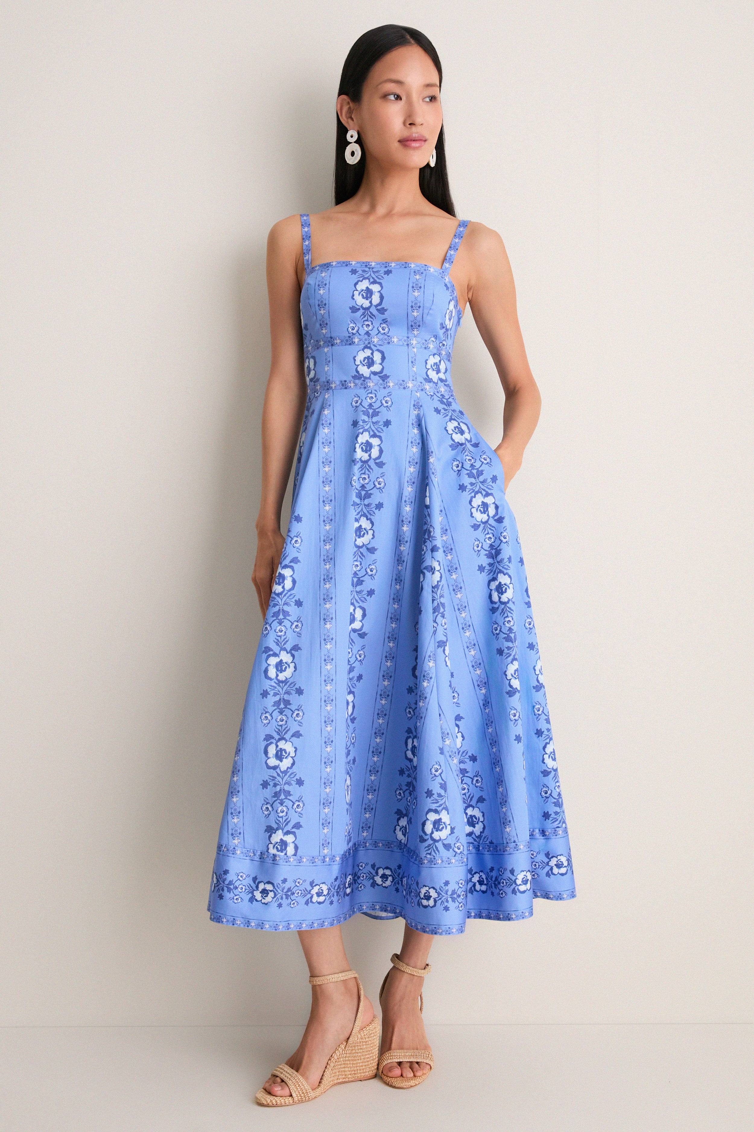 Arcadia Border Blue Margot Dress | Tuckernuck (US)