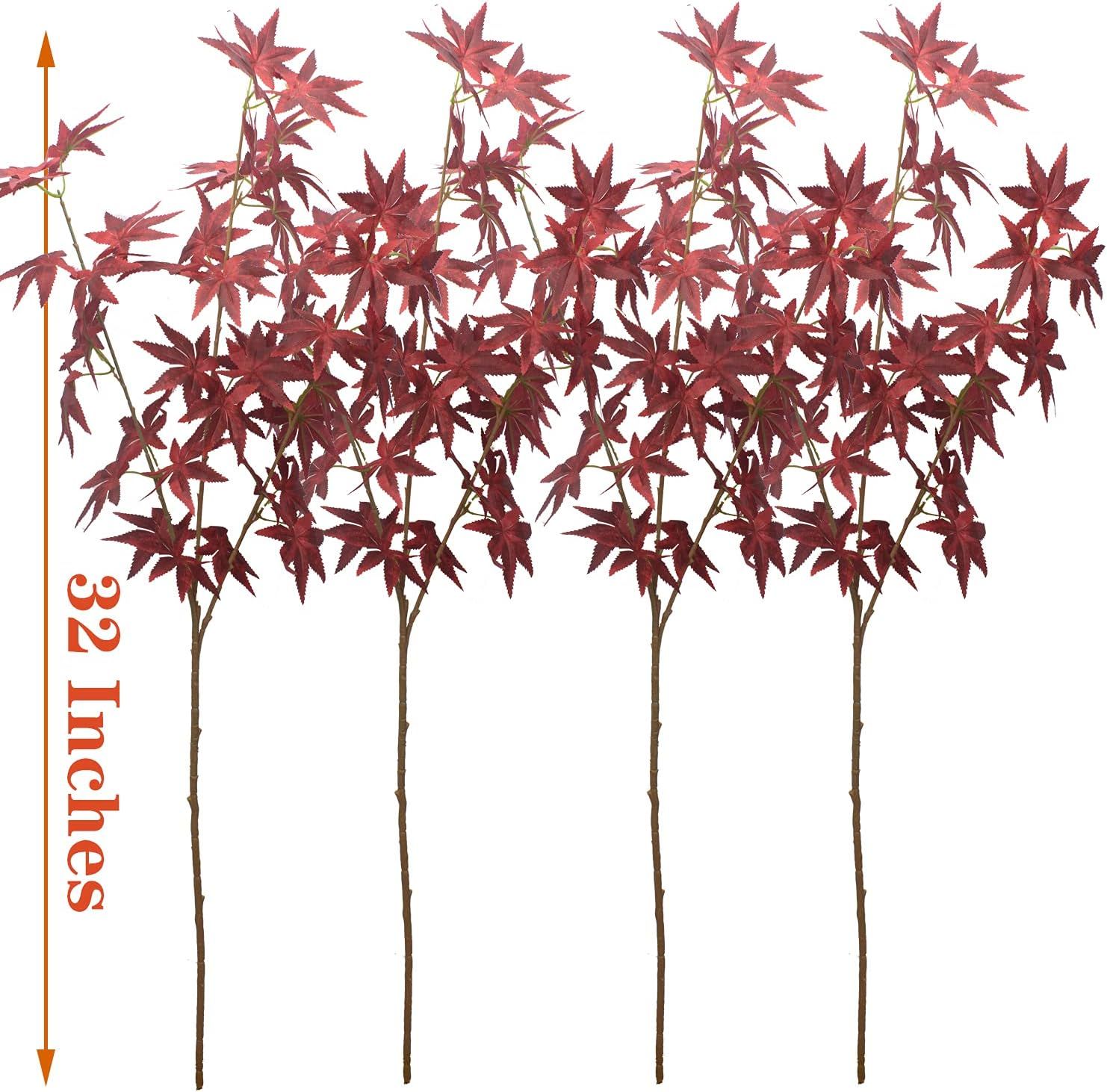Artificial Maple Leaves Branches 35 Inches Autumn Leaves Fall Maple Leaf Stem for Xmas Thanksgivi... | Amazon (US)