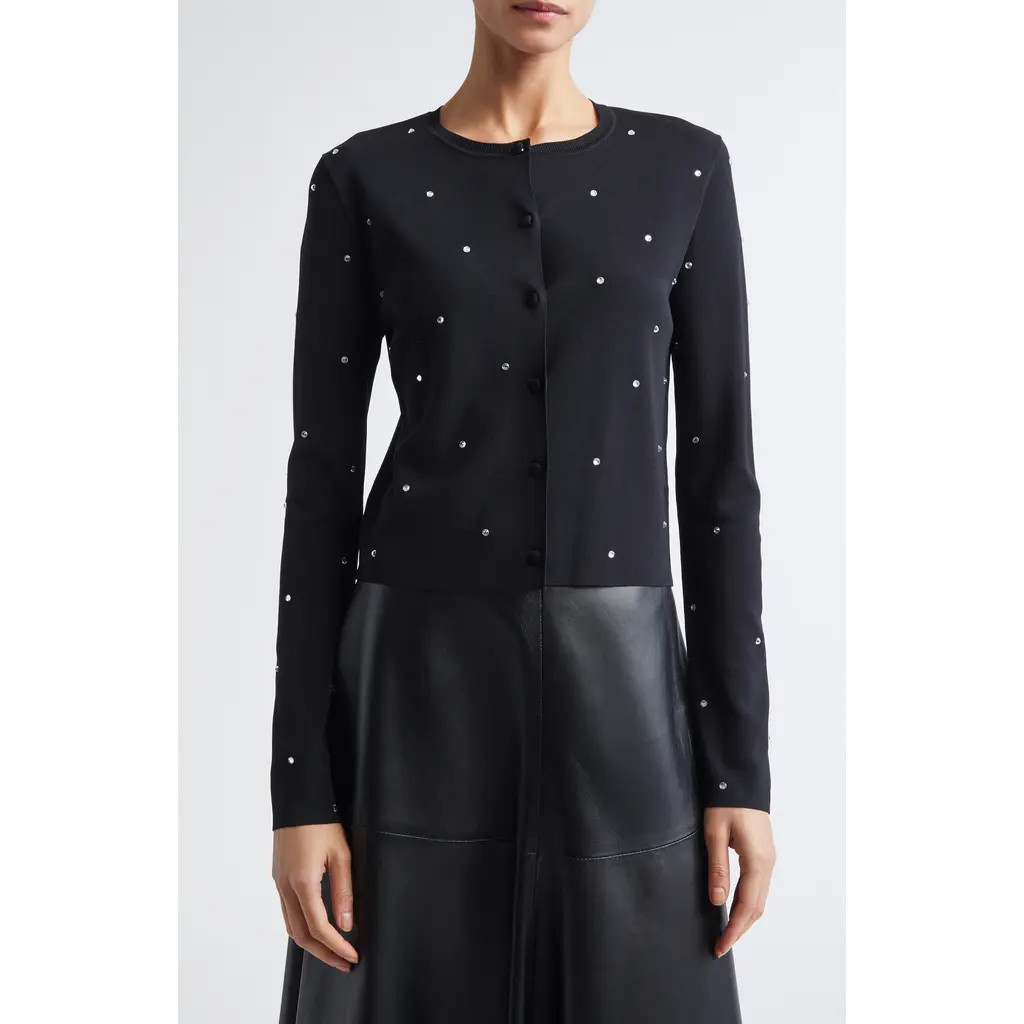 Altuzarra Dorrie Crystal Embellished Cardigan in Black at Nordstrom, Size Large | Nordstrom