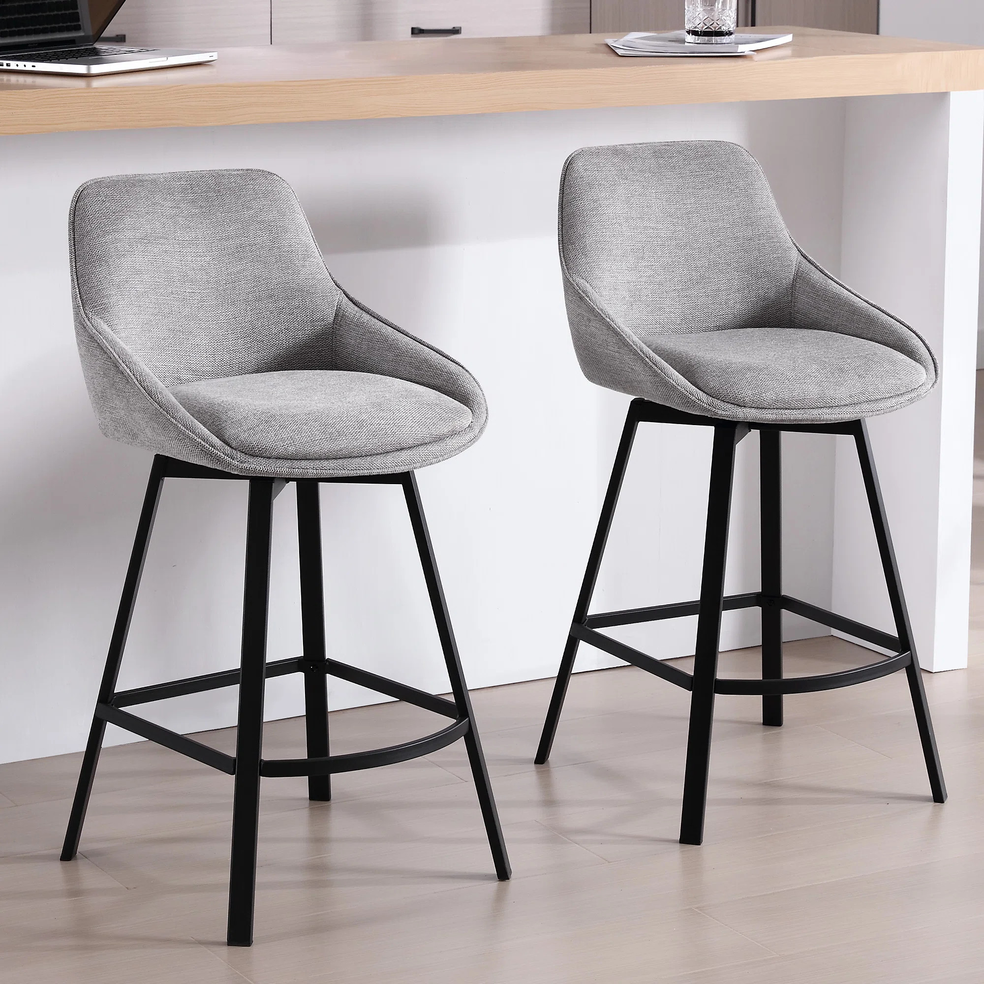 Absalom Swivel 25.6'' Counter Stool (Set of 2) | Wayfair North America