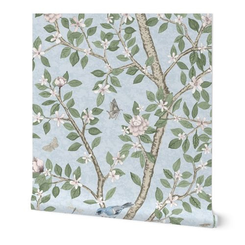 Soft Blue Elsie's Garden | Spoonflower