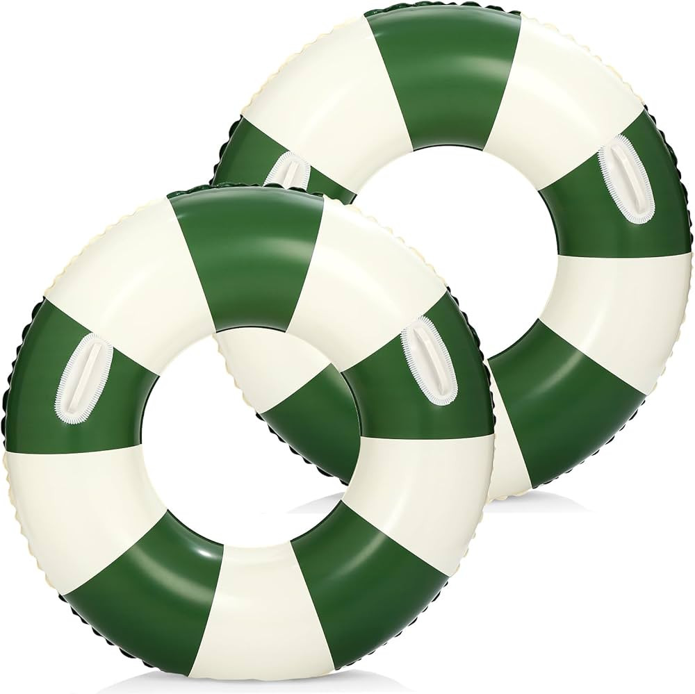 2 PCS Large 35 inch Inflatable Pool Floats for Swimming Pool Party Lake Beach Adults -Striped Flo... | Amazon (US)