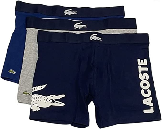 Lacoste Men's Iconic Fashion 3 Pack Cotton Stretch Boxer Briefs | Amazon (US)