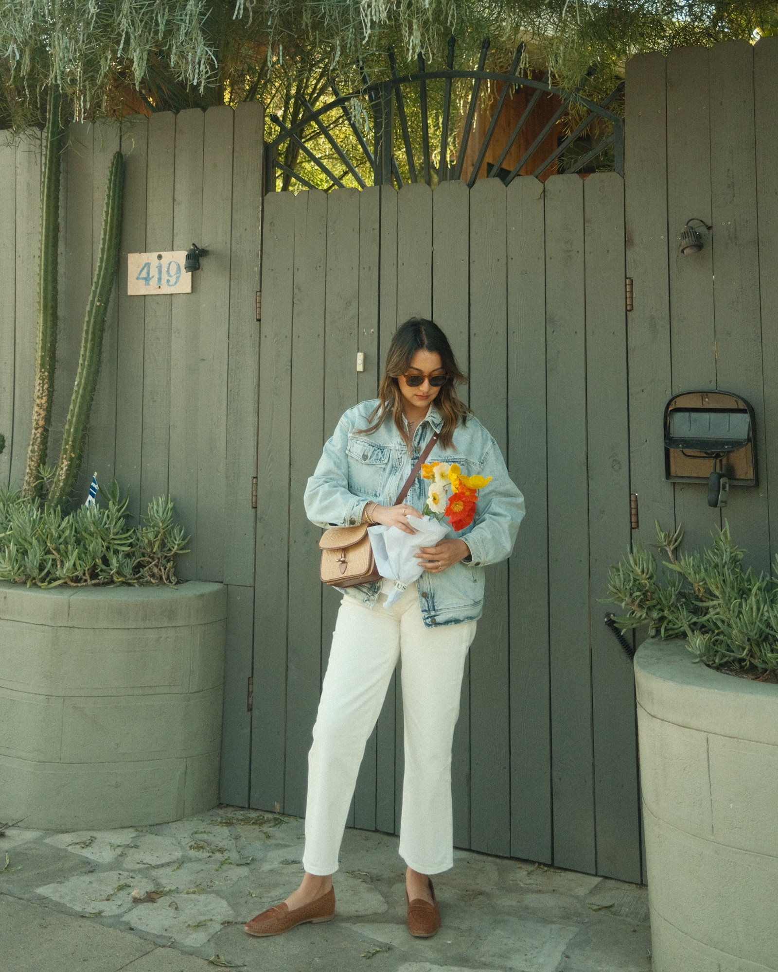 denim jacket with ecru straight cut jeans, woven crossbody bag + brown loafers 🤎

#LTKshoecrush #LTKitbag #LTKstyletip