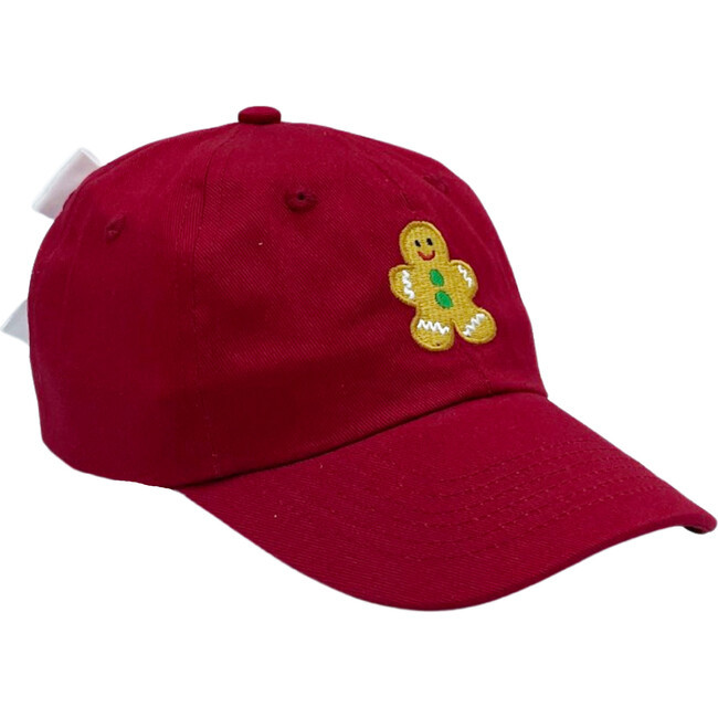 Kid Gingerbread Bow Baseball Hat, Ruby Red | Maisonette