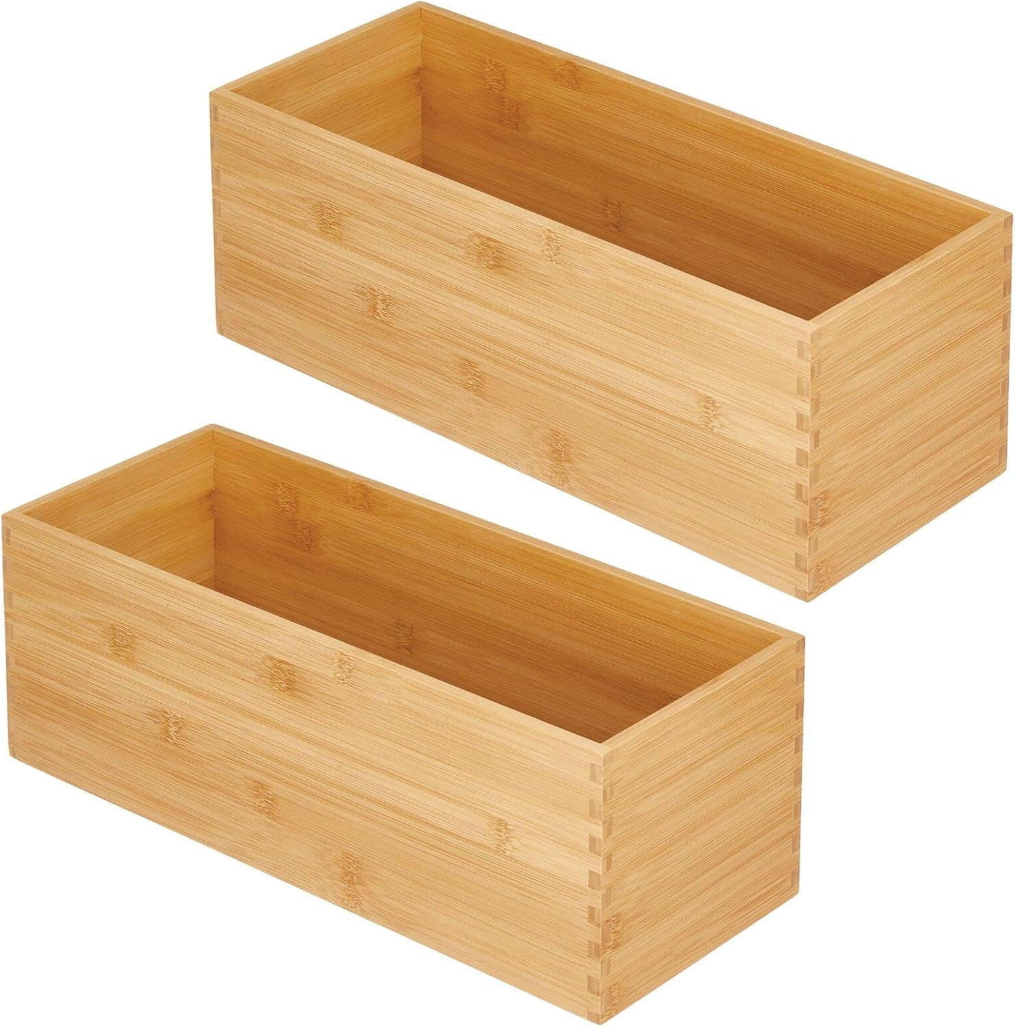 mDesign Bamboo Kitchen Cabinet Pantry Organizer Bin - Multipurpose - Use in Drawers, on Counterto... | Amazon (US)