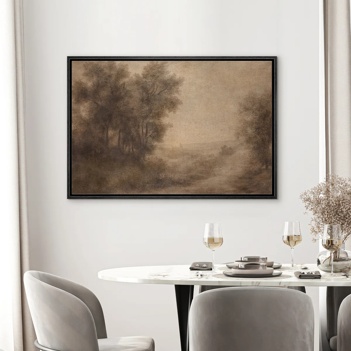 Forest Tree Landscape Classic Brown Framed Bedroom Wall Decorations Canvas Print | Wayfair North America