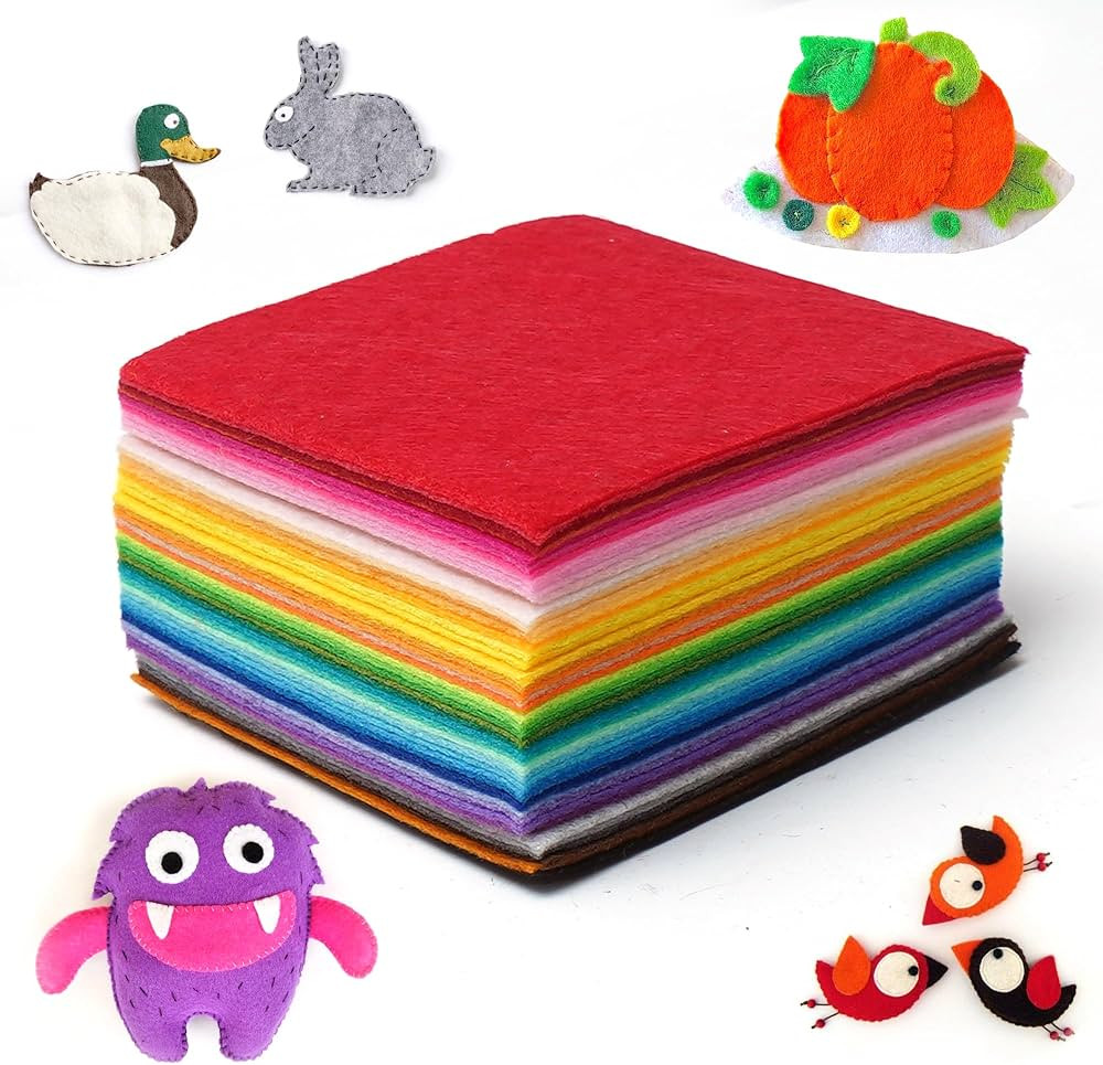 50 Pcs Felt Sheets for Crafts, 4x4 inch Multi Colored Felt Fabric Sheets for DIY, Sewing & Furnit... | Amazon (US)
