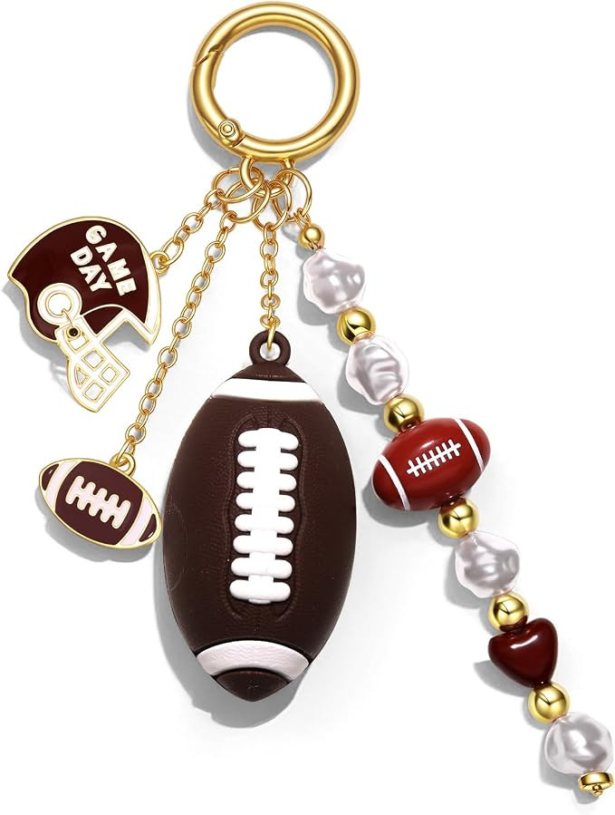 YAHPERN Football Keychain for Women Football Helmet Bag Charms Game Day Sports Purse Charms Footb... | Amazon (US)