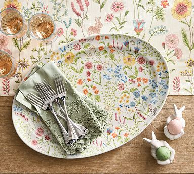 Spring Garden Stoneware Oval Serving Platter | Pottery Barn (US)