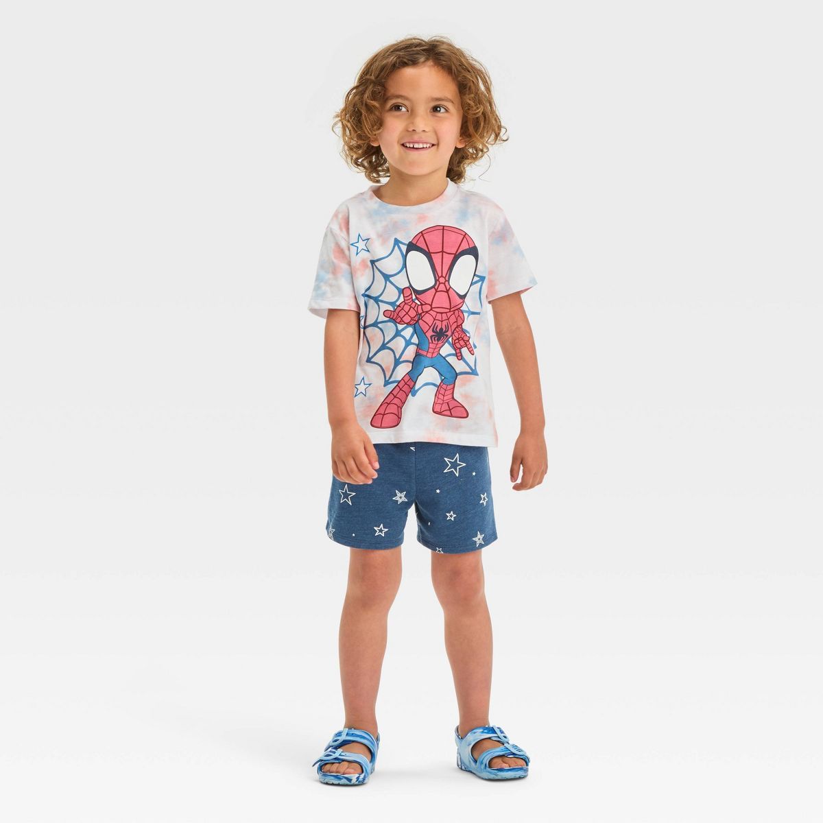 Toddler Boys' Marvel Spider-Man Top and Bottom Shorts Set - White/Blue | Target