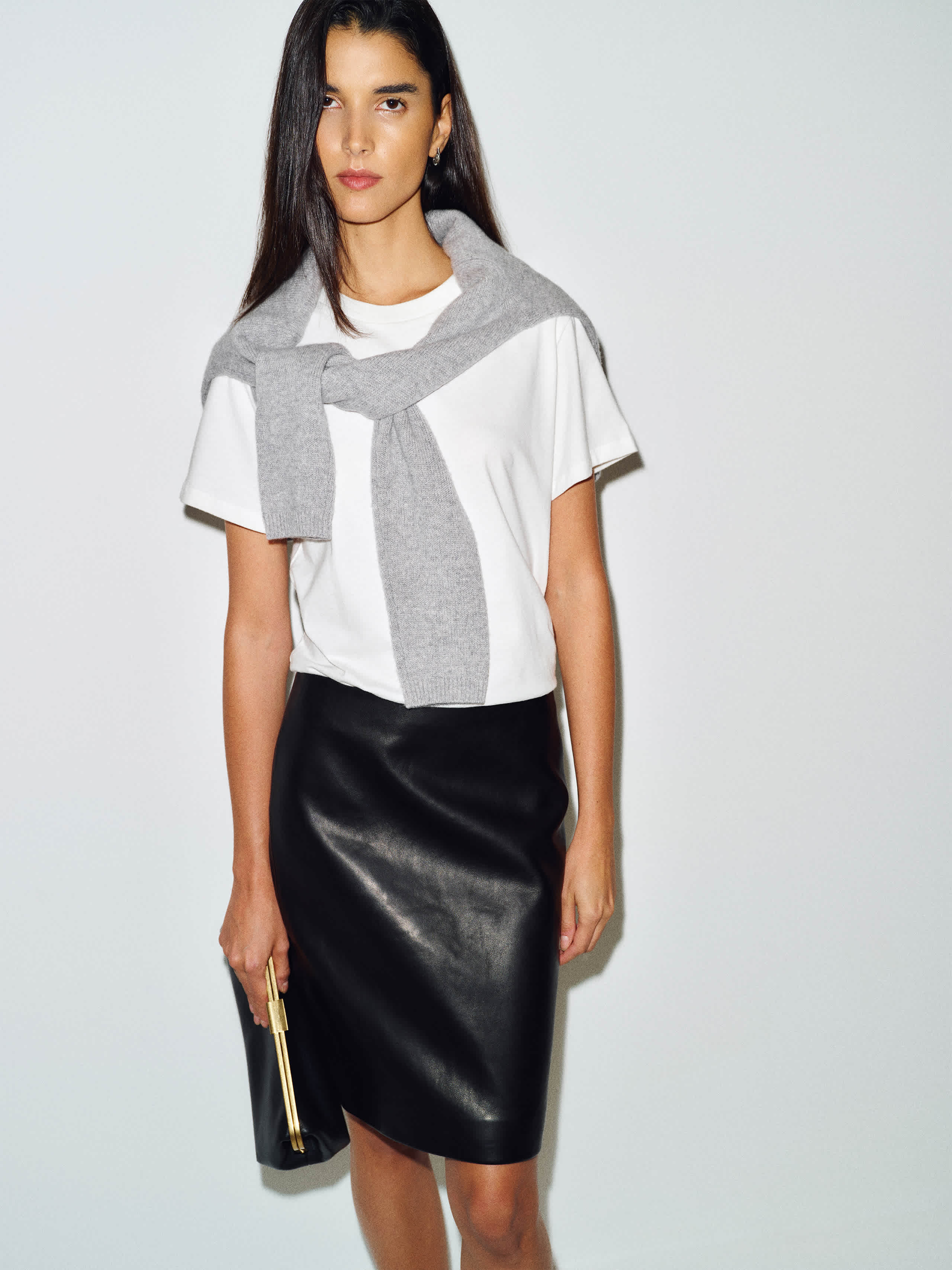 Reformation Veda Elle Leather Skirt Black Shine 12 | Reformation (Global)
