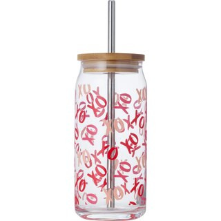 Silver One XOXO Glass Tumbler + Bamboo Lid, 20 oz | CVS Health