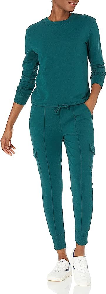 Daily Ritual Women's Terry Cotton and Modal Relaxed-Fit Cropped Long-Sleeve Sweatshirt and Jogger... | Amazon (US)