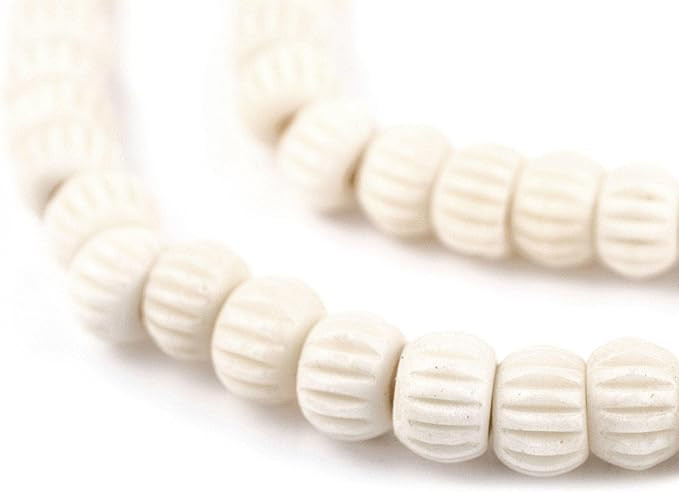 TheBeadChest White Carved Chevron Bone Mala Beads (6mm) | Amazon (US)