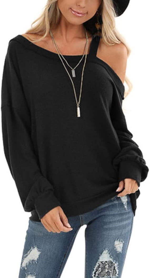 Ezbelle Womens Sweaters Oversized Long Sleeve Cold Shoulder Tops Shirt Tunic Sweatshirt | Amazon (US)