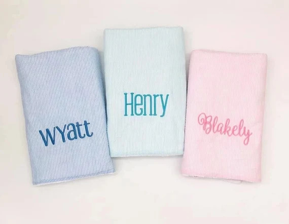 Monogrammed Seersucker Beach Towel Custom Beach Towel | Etsy | Etsy (US)