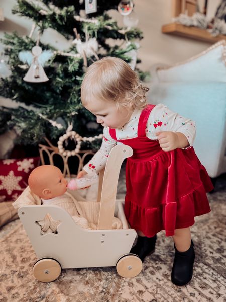 Toddler Christmas Outfit - adorable - cheery - fits TTS comes with bloomers. Two piece kids outfit. Booties from target too! 

#LTKkids #LTKfamily #LTKHoliday