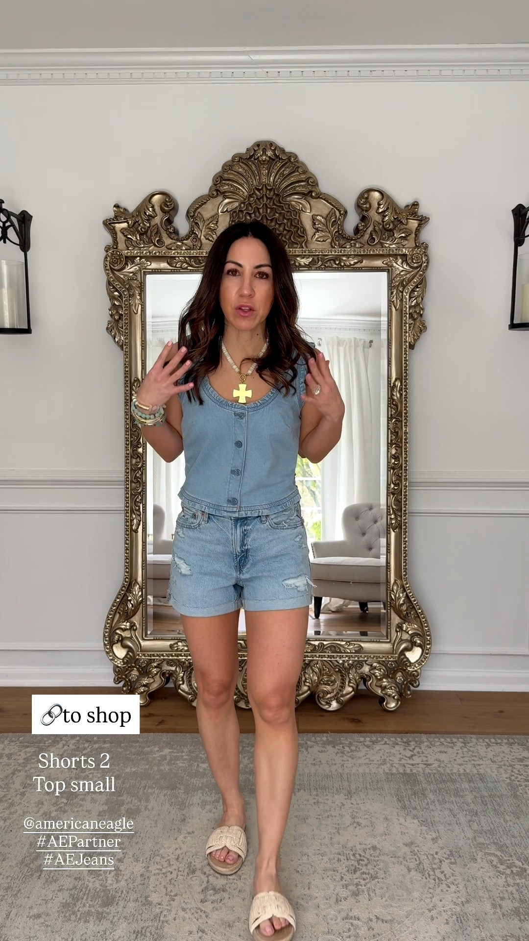 New arrivals from @americaneagle and girls you are going to love everything! Denim on denim spring outfits, baggy jeans, denim shorts, and cute spring tops to pair with everything! #AEPartner #AEJeans 

White jeans Xs. Blue baggy jeans Xs short. Two tone jeans 0 short. Cuff shorts 2. A-line shorts 2 (need 0). White tee medium. Other tops small. Flip-flops TTS. 



#LTKPetite #LTKSaleAlert #LTKOver40