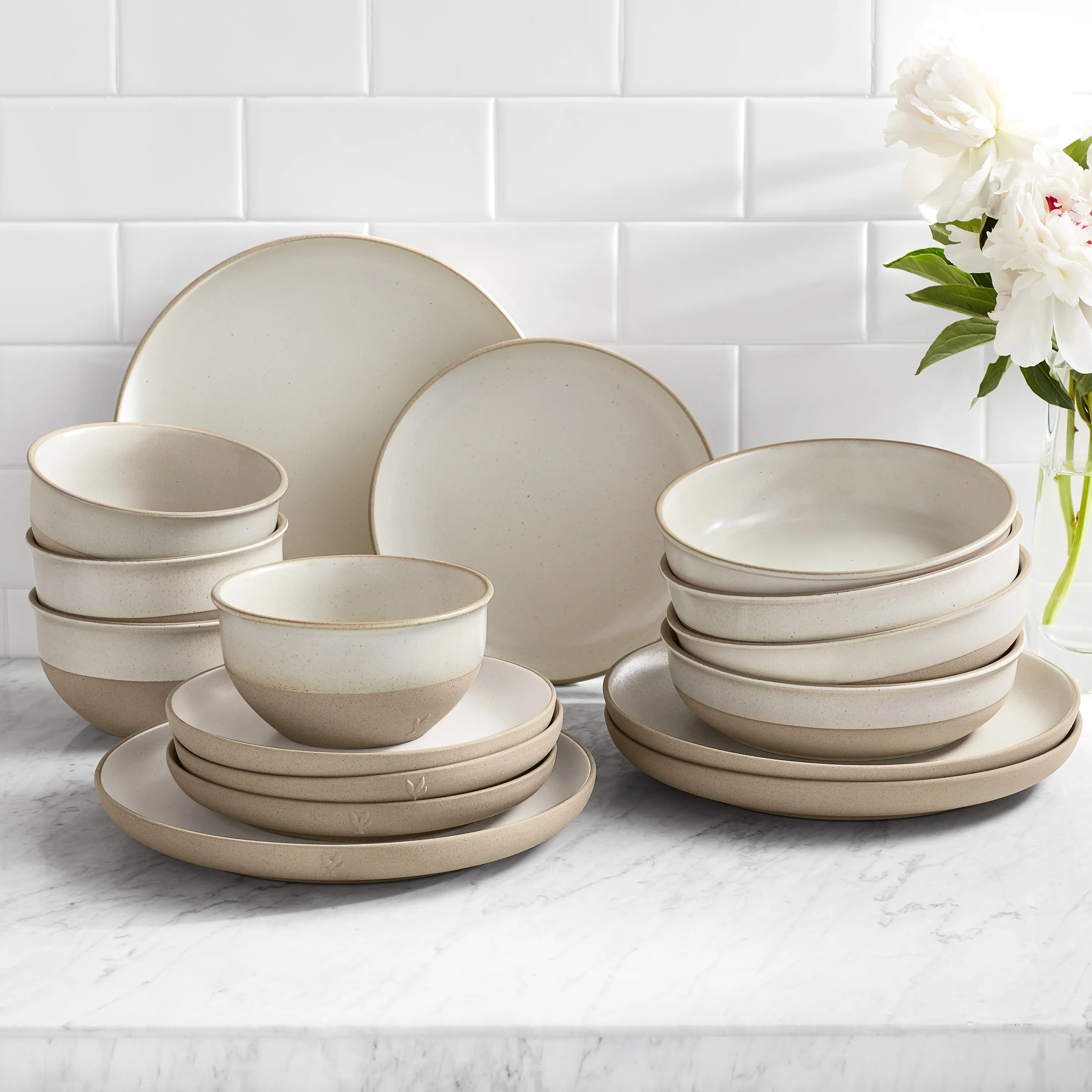 Better Homes & Gardens Cream 16-Piece Dinnerware Set by Dave & Jenny Marrs | Walmart (US)
