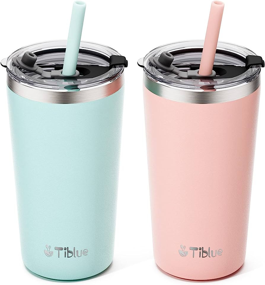 Tiblue Kids & Toddler Cup - 2 Pack 12oz Spill Proof Insulated Tumbler Stainless Steel Water Bottl... | Amazon (US)