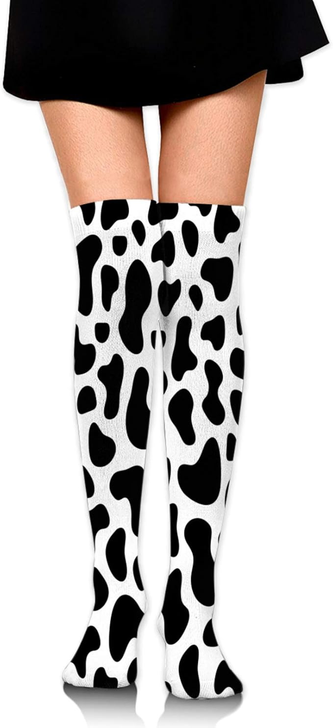 Thigh Knee High Cow Goat Print Socks for Women Compression Black and White Non Slip Long Boot Sto... | Amazon (US)
