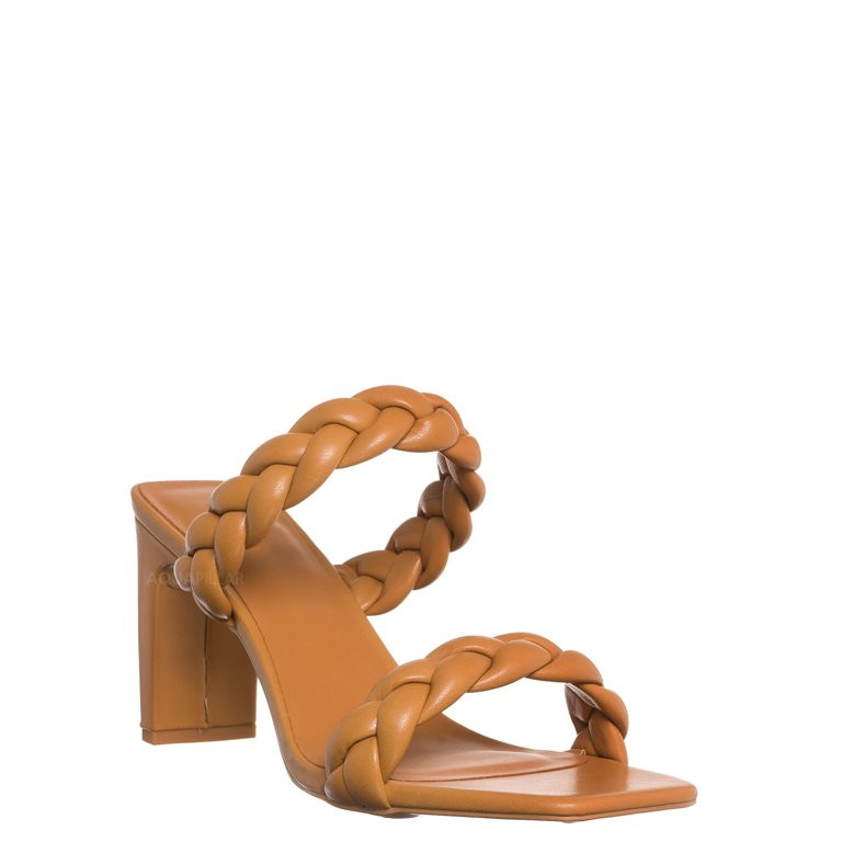Block Heel Braided Sandal, Women Woven Slide Mule - Walmart.com | Walmart (US)