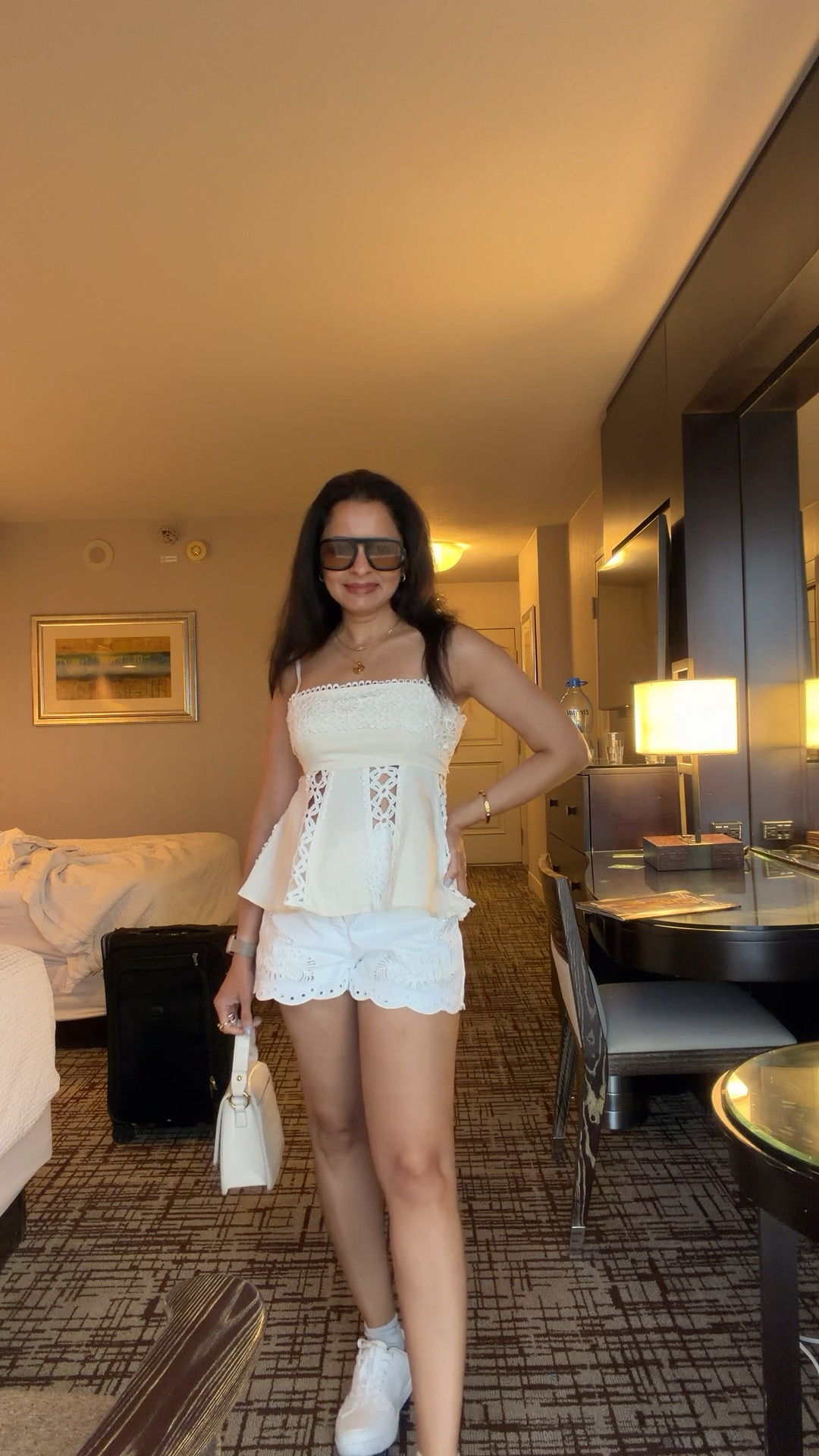 White crochet top 
White shorts 
Summer ootd 
Summer outfit 
Vacation outfit

#LTKgrwm #LTKootd #LTKOver40