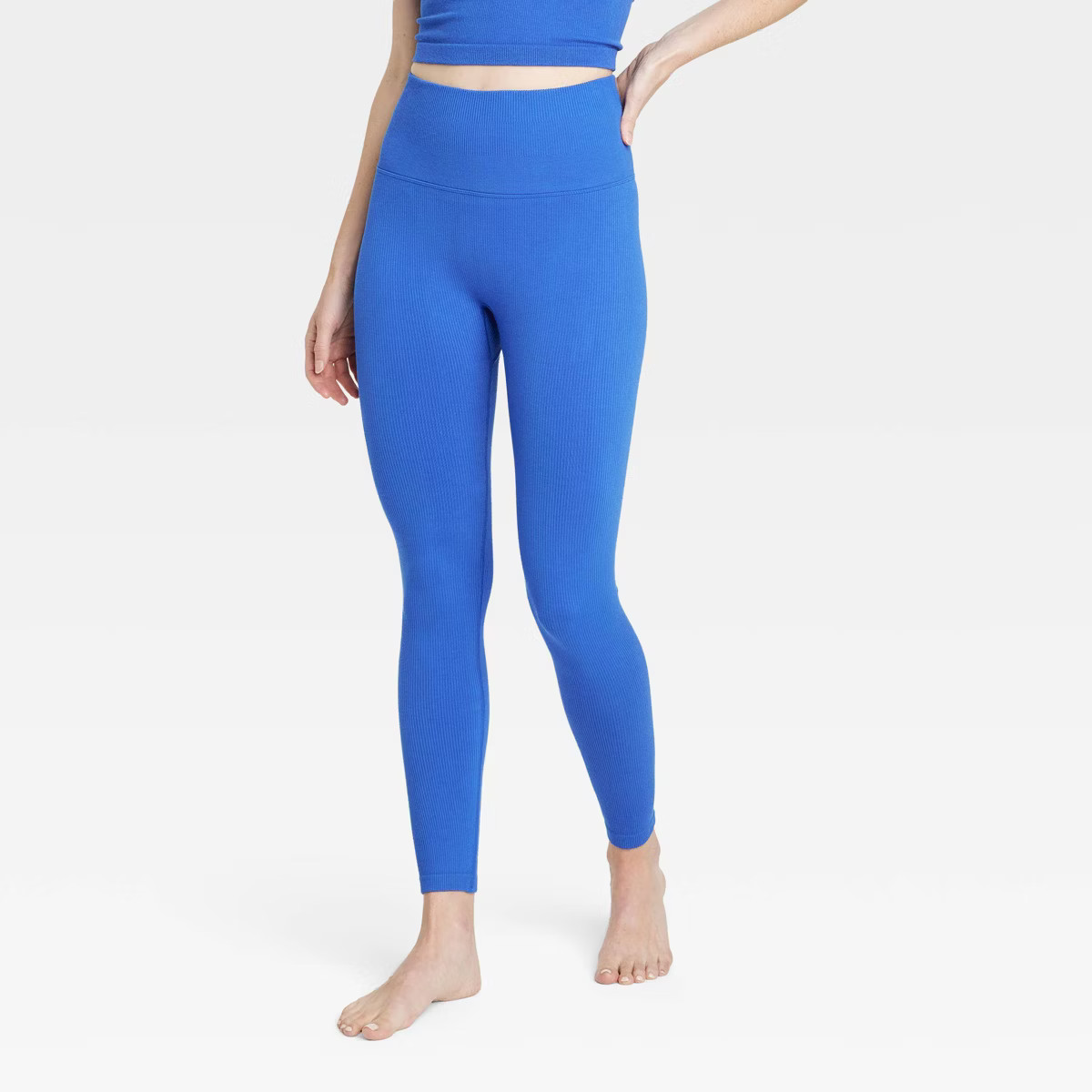 Women's Seamless High-Rise Rib Leggings - All In Motion™ Dark Blue XS | Target