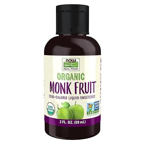 NOW Foods, Certified Organic Monk Fruit Liquid, Zero-Calorie Liquid Sweetener, Non-GMO, Low Glyce... | Amazon (US)