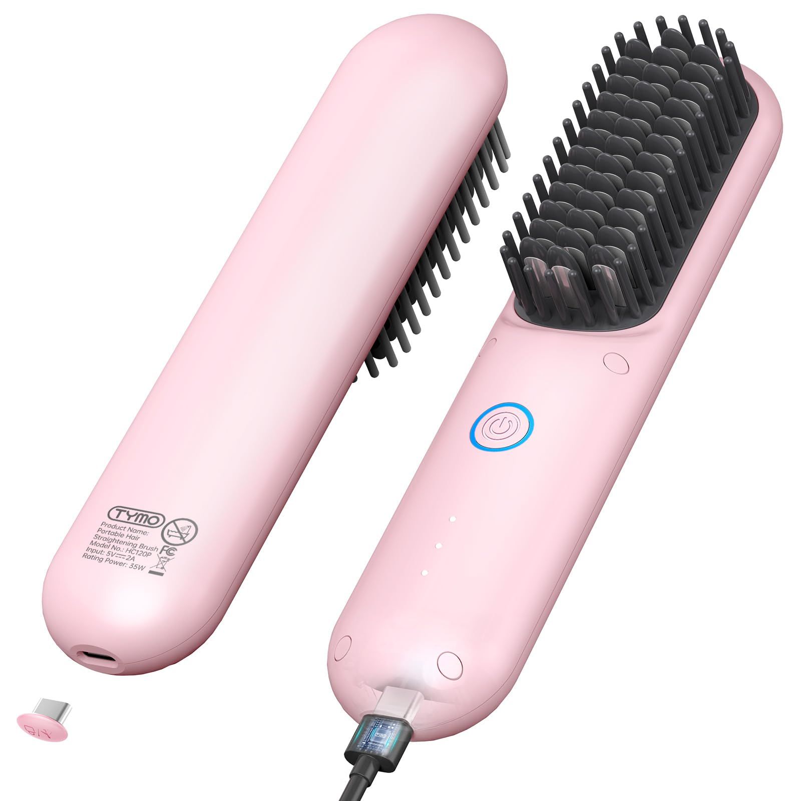 Cordless Hair Straightener Brush, TYMO Porta Straightening Brush for Women, Touch ups on-The-go S... | Amazon (US)