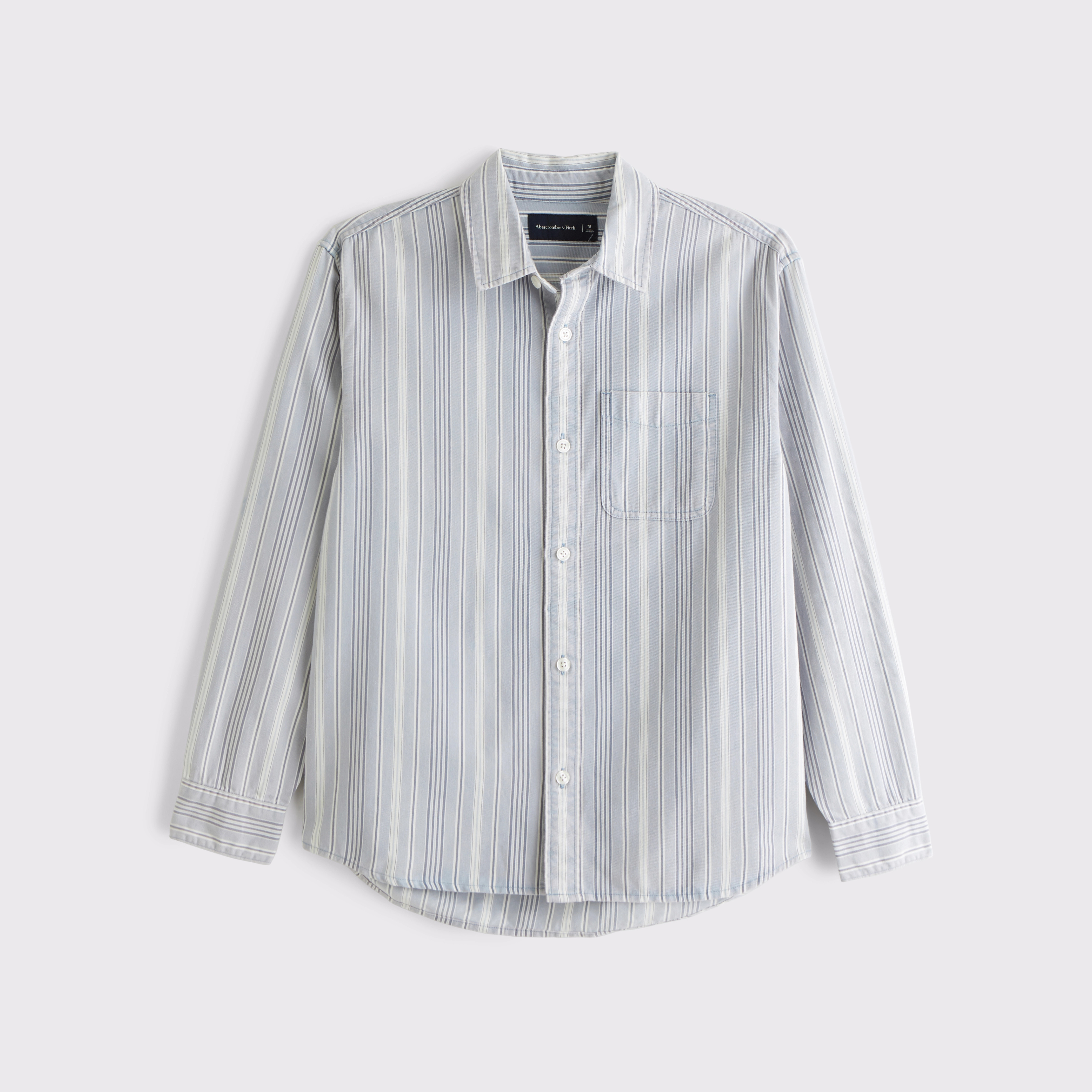Twill Striped Button-Up Shirt | Abercrombie & Fitch (US)