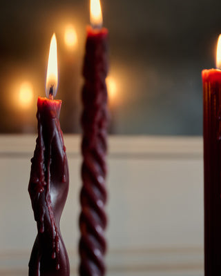 Assorted Drippy Taper Candle - Burgundy | Magnolia
