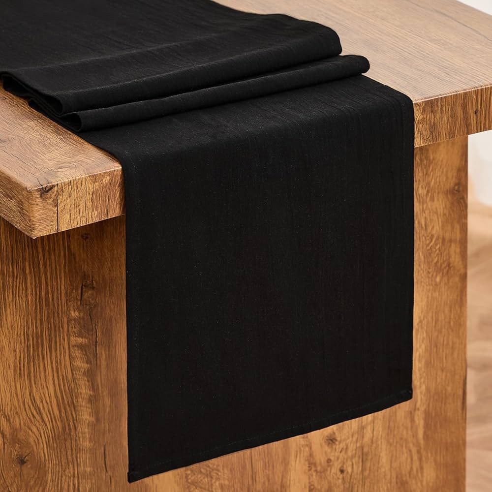 Letjolt Black Table Runner 72 Inches Long Rustic Table Runner Cotton Runner Plain Table Decor | Amazon (US)