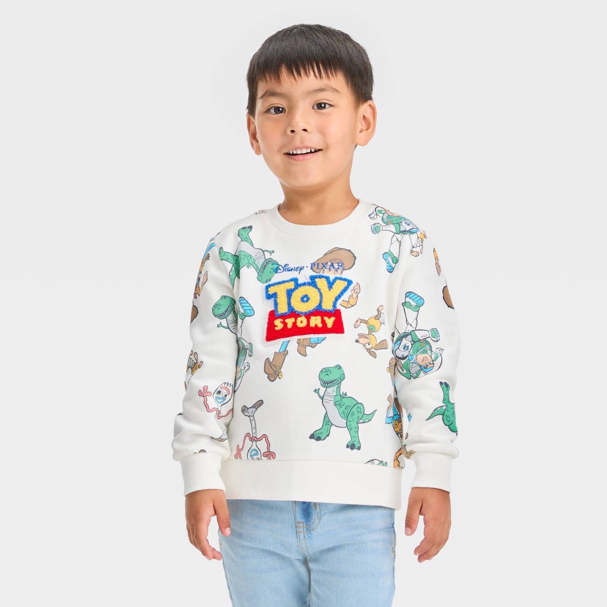 Toddler Boys' Disney Toy Story Fleece Pullover Sweatshirt - Off-White | Target