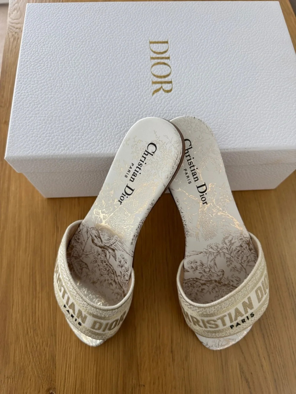 Dior Beige Canvas Logo Slip-On Mules | Poshmark
