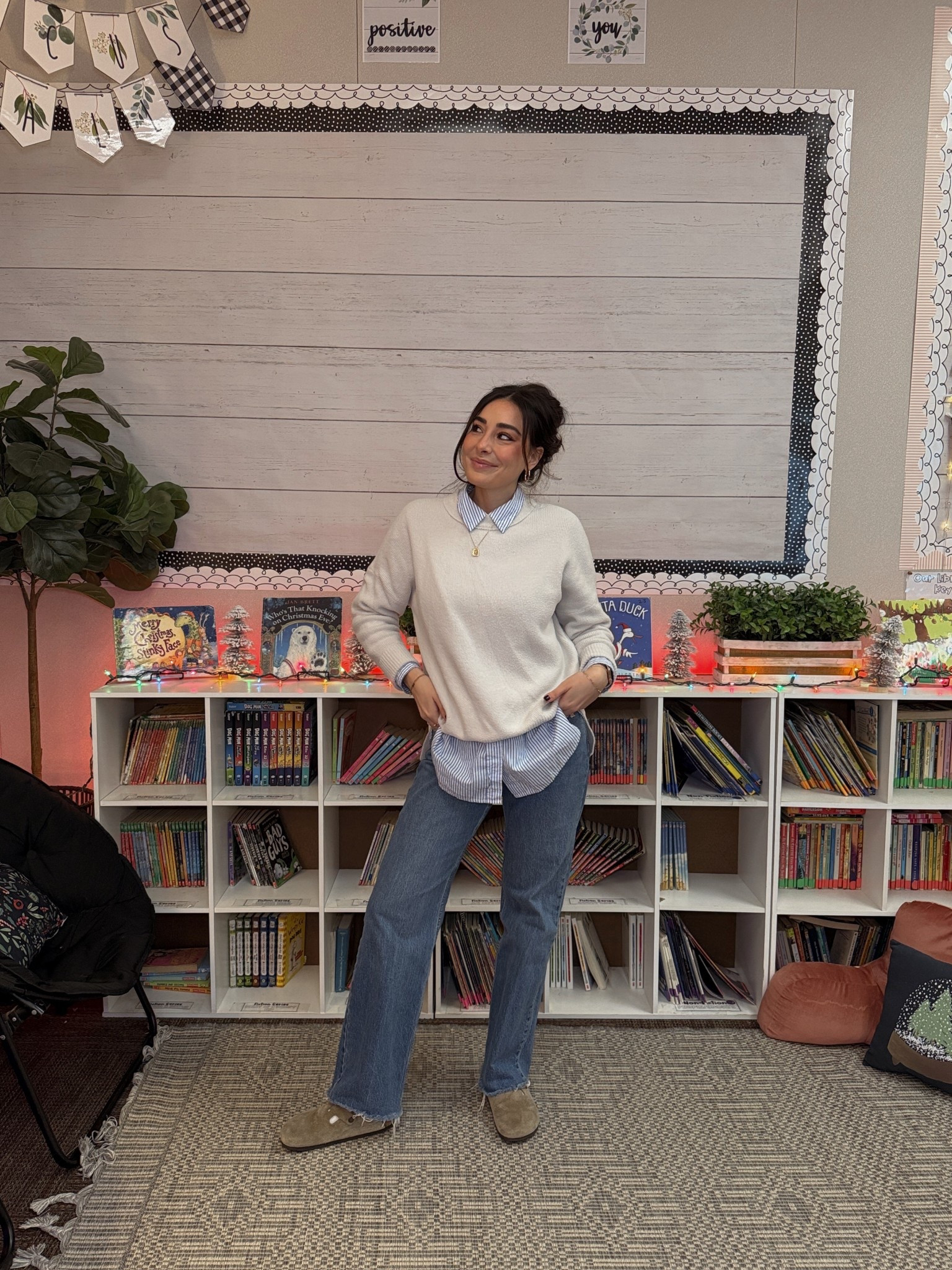 Sweater: small
Shirt: small
Jeans: curve love 27 
Shoes: I’m size 8 and got 39s

#LTKCyberWeek #LTKHoliday #LTKGiftGuide