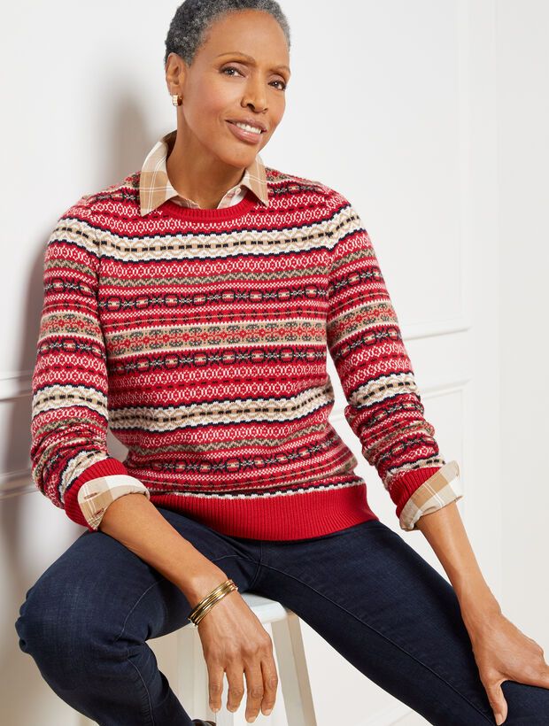 Colorful Fair Isle Crewneck Sweater | Talbots