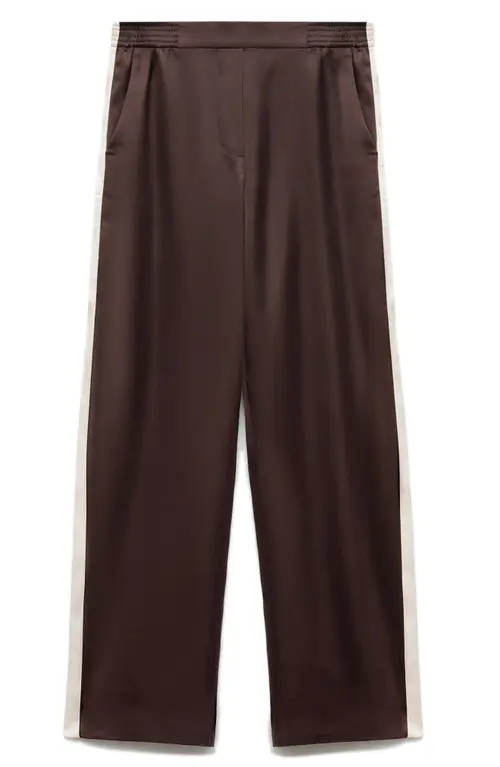 MANGO Side Stripe Straight Leg Pants in Plum at Nordstrom, Size Medium | Nordstrom