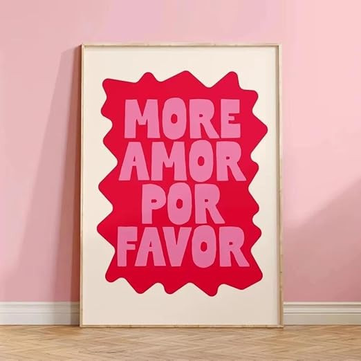 SHINERING Affiche Murale « Amor Por Favor », Peinture Sur Toile, Affiche Éclectique Rose, Phot... | Amazon (FR)