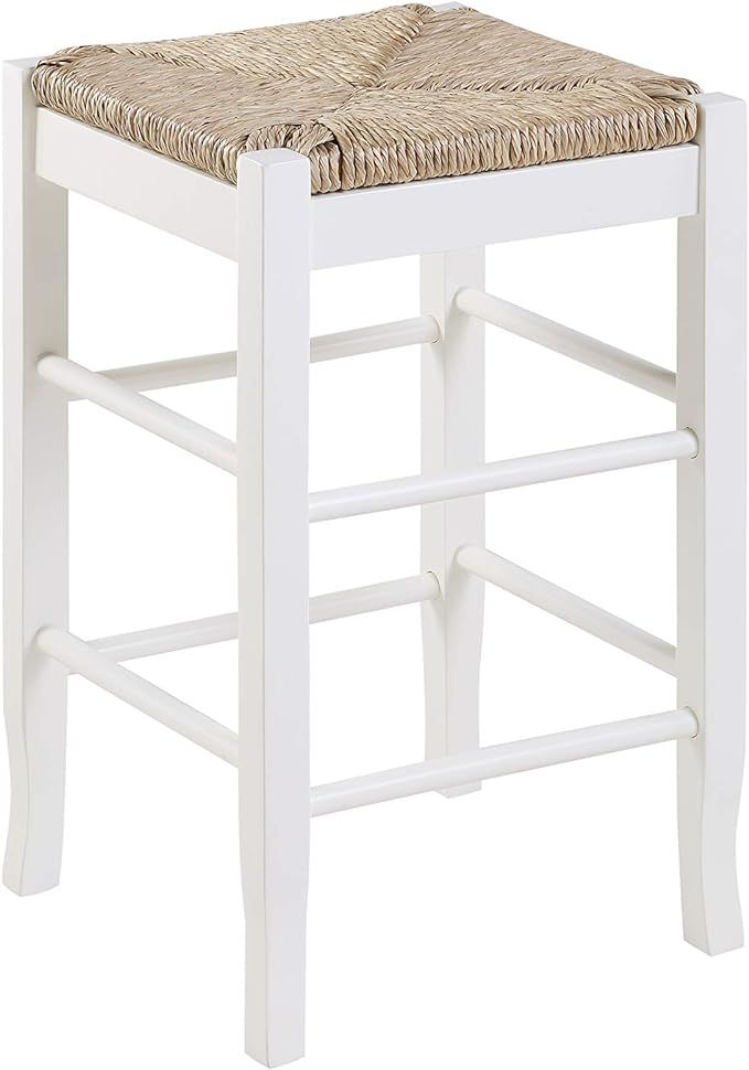 Boraam Square Rush Seat Counter Height Stool, 24-Inch, White | Amazon (US)