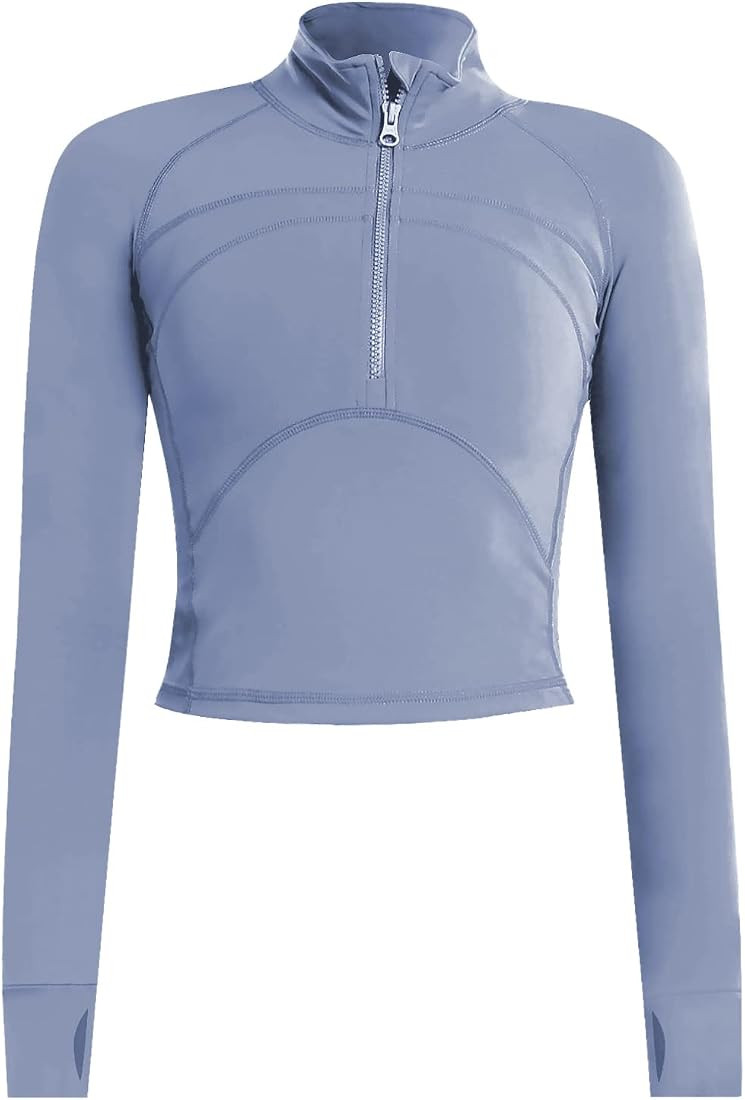 Vsaiddt Women's Athletic Half Zip Pullover Sweatshirt Workout Top Crop Quarter Zip Pullover Yoga ... | Amazon (US)