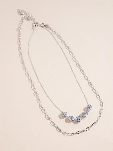 Silver Layered Cubic Zirconia + Paperclip Necklaces | Ricki's
