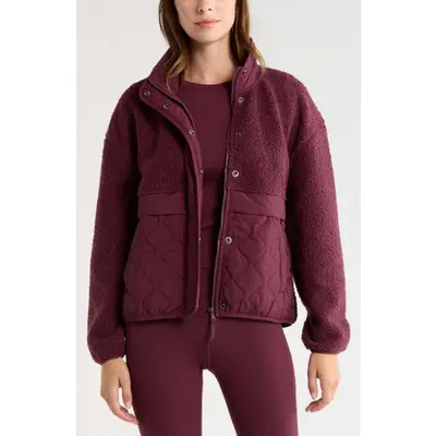 Zella Scenic Mixed Media Jacket in Navy Armada at Nordstrom, Size Xx-Large | Nordstrom