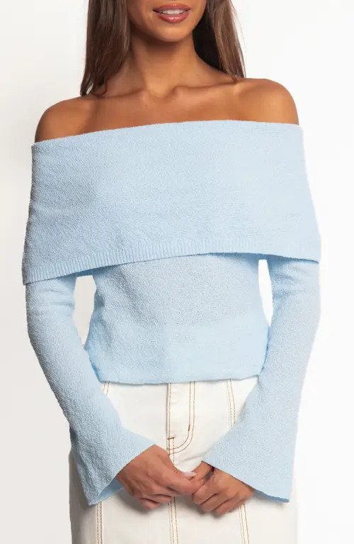Petal & Pup Rory Off the Shoulder Knit Top in Pale Blue at Nordstrom, Size Small | Nordstrom